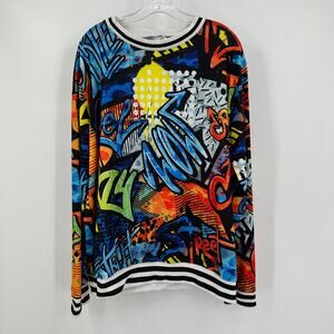 Awish Come True Mens Sweatshirt Size XL‎ Graffiti Print Streetwear Dance Costume